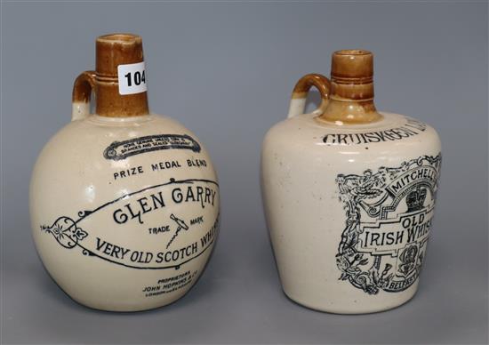 Two advertising stoneware whisky bottles, Glen Garry Cruiskeen Lawn (Mitchells Irish) tallest 21cm